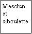 Zone de Texte: Mesclun et ciboulette