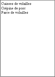 Zone de Texte: Cuisses de volaillesCrpine de porcFarce de volailles