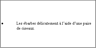 Zone de Texte: Les barber dlicatement  laide dune paire de ciseaux.