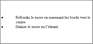 Zone de Texte: Refroidir le sucre en ramenant les bords vers le centre.Satiner le sucre en ltirant.