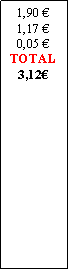 Zone de Texte: 1,90 1,17 0,05 TOTAL3,12