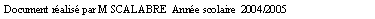 Zone de Texte: Document ralis par M SCALABRE  Anne scolaire  2004/2005