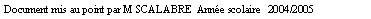 Zone de Texte: Document mis au point par M SCALABRE  Anne scolaire   2004/2005