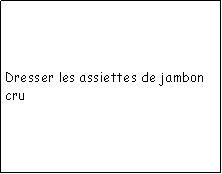 Zone de Texte: Dresser les assiettes de jambon cru