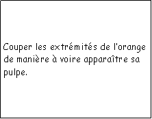 Zone de Texte: Couper les extrmits de lorange de manire  voire apparatre sa pulpe.