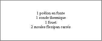 Zone de Texte: 1 polon en fonte1 sonde thermique1 fouet2 moules flexipan carrs