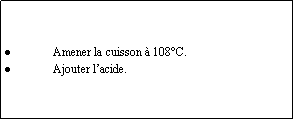 Zone de Texte: Amener la cuisson  108C.Ajouter lacide.