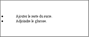 Zone de Texte: Ajouter le reste du sucre.Adjoindre le glucose.